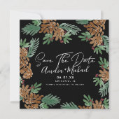 Weihnachtsgebäck Pinecones Save the Date schwarz Karte (Vorderseite)