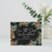 Weihnachtsgebäck Pinecones Save the Date schwarz Postkarte (Stehend Vorderseite)