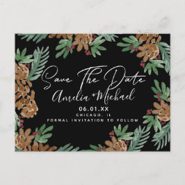 Weihnachtsgebäck Pinecones Save the Date schwarz Postkarte