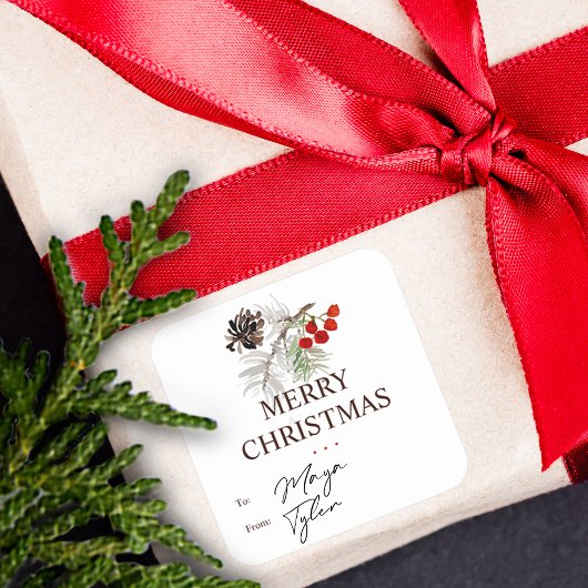 Weihnachtsgebäck Pinienwälder Quadratischer Aufkleber