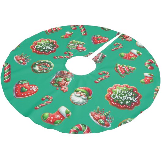 Weihnachtsgebäck Polyester Weihnachtsbaumdecke (Schrägansicht)