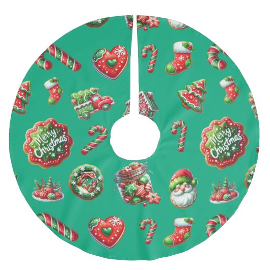 Weihnachtsgebäck Polyester Weihnachtsbaumdecke (Vorderseite)