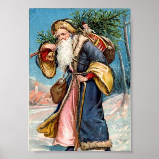 Weihnachtsgebäck | Santa mit einem Baum Poster (Vorne)