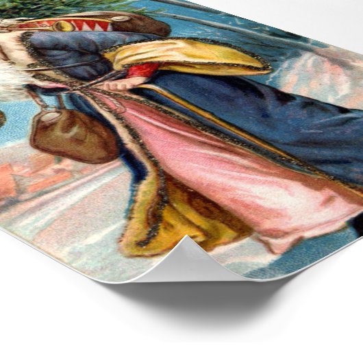 Weihnachtsgebäck | Santa mit einem Baum Poster (Ecke)