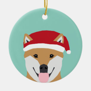 Weihnachtsgebäck - Shiba inu Weihnachtshund Keramikornament