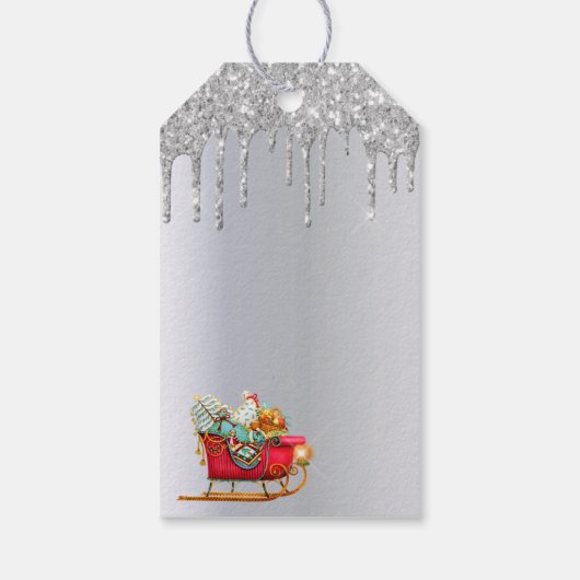 Weihnachtsgebäck Silber Glitzer Roter Schlitten Na Geschenkanhänger (Rückseite)