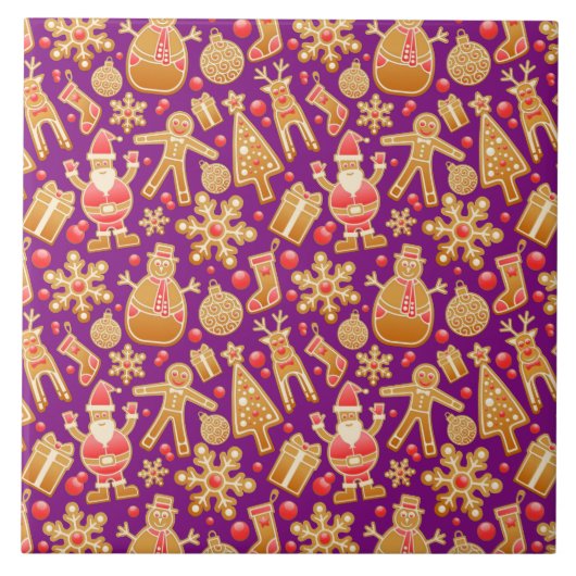 Weihnachtsgebäck & Snowman Gingerbrot Weihnachtske Fliese (Vorderseite)