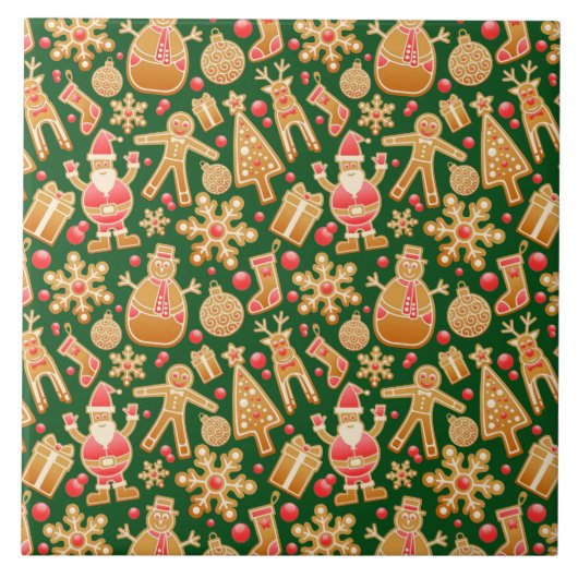 Weihnachtsgebäck & Snowman Gingerbrot Weihnachtske Fliese (Vorderseite)