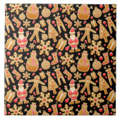 Weihnachtsgebäck & Snowman Gingerbrot Weihnachtske Fliese (Vorderseite)