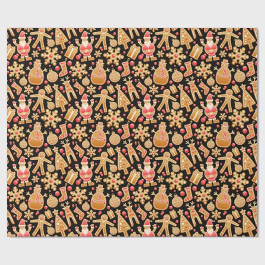 Weihnachtsgebäck & Snowman Gingerbrot Weihnachtske Geschenkpapier (Flach)