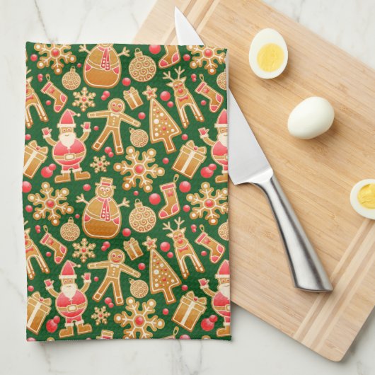 Weihnachtsgebäck & Snowman Gingerbrot Weihnachtske Geschirrtuch (Viertel Falte)