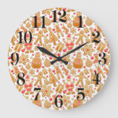 Weihnachtsgebäck & Snowman Gingerbrot Weihnachtske Große Wanduhr (Vorderseite)