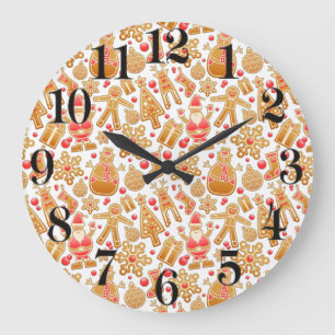 Weihnachtsgebäck & Snowman Gingerbrot Weihnachtske Große Wanduhr