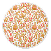 Weihnachtsgebäck & Snowman Gingerbrot Weihnachtske Keramikknauf (Vorderseite)