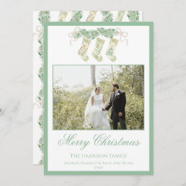 Weihnachtsgebäck Strümpfe Grün Vintages Foto Feiertagskarte