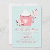 Weihnachtsgebäck Tasse Schokolade Lebkuchen Pink Einladung (Vorderseite)