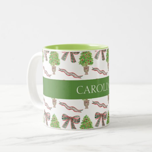 Weihnachtsgebäck und Kariertes Thema Zweifarbige Tasse (Vorderseite Links)