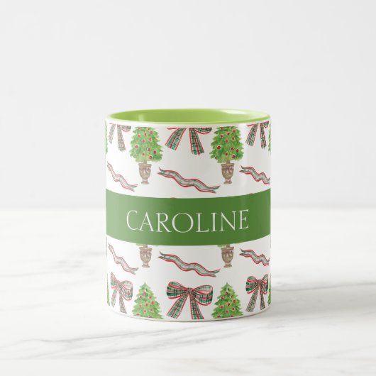 Weihnachtsgebäck und Kariertes Thema Zweifarbige Tasse (Mittel)