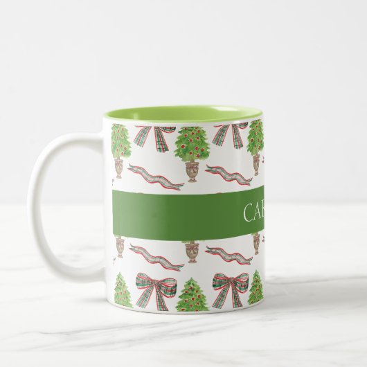 Weihnachtsgebäck und Kariertes Thema Zweifarbige Tasse (Links)