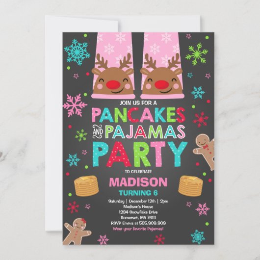 Weihnachtsgebäck und Pajamas Einladung Rudolf (Vorderseite)