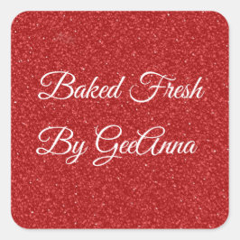 Weihnachtsgebäck vom Roten Glitzer Quadratischer Aufkleber