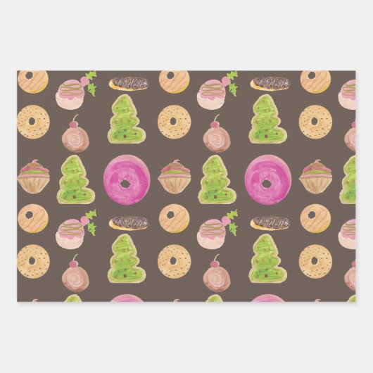 Weihnachtsgebäck Wasserfarbene Bäckerei Whimisisti Geschenkpapier Set (Vorderseite 3)
