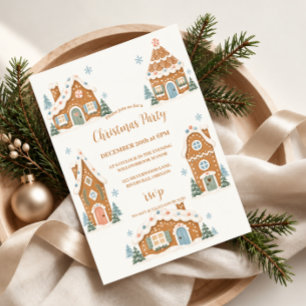 Weihnachtsgebäck-Weihnachtsfeier-Pastell-Festdorf Einladung