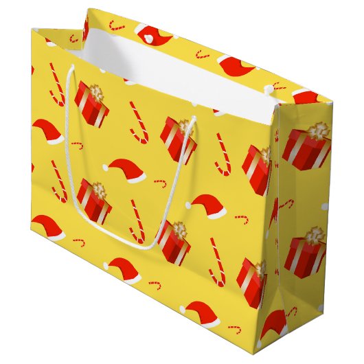 Weihnachtsgebäck Weihnachtsmannmütze Große Geschenktüte (Vorderseite Schrägansicht)