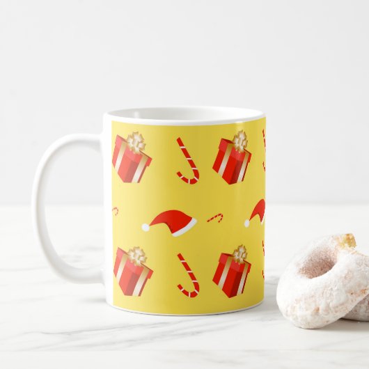 Weihnachtsgebäck Weihnachtsmannmütze Kaffeetasse (Mit Donut)