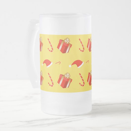 Weihnachtsgebäck Weihnachtsmannmütze Mattglas Bierglas (Vorderseite Links)