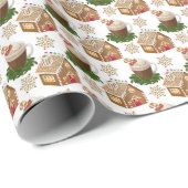 Weihnachtsgebäckhaus Kakaomuster gekachelt Geschenkpapier (Rolleneckpunkt)