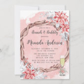 Weihnachtsgebälk Poinsettia Brunch & Bubbly Einladung (Vorderseite)