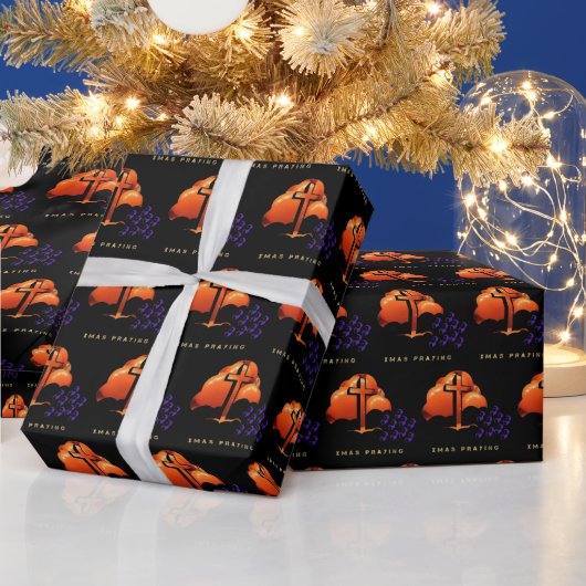 Weihnachtsgebete schwarz geschenkpapier (Feiertage)
