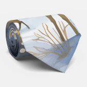 Weihnachtsgebirge Bäume Hirsche Sterne Blau Grau Krawatte (Gerollt)