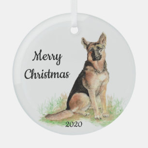 Weihnachtsgebirge Deutscher Schäferhund Ornament Aus Glas