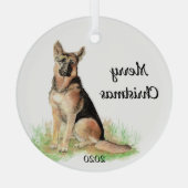 Weihnachtsgebirge Deutscher Schäferhund Ornament Aus Glas (Rückseite)