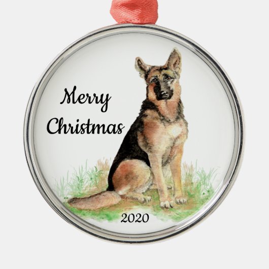 Weihnachtsgebirge Deutscher Schäferhund Ornament Aus Metall (Vorne)