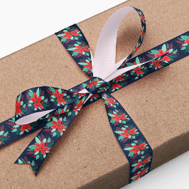 Weihnachtsgebirge Roter Botanischer Blauer Feierta Satinband