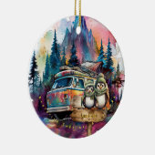 Weihnachtsgebirge Wasserfarbe Neuvermähltes Paar Keramik Ornament (Rechts)