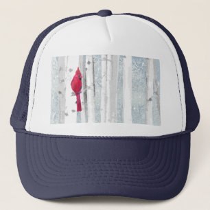 Weihnachtsgebirgsbäume Kardinal Roter Bird Truckerkappe
