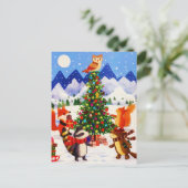 Weihnachtsgebirgsfamilie Woodland Animal Feiertagspostkarte (Stehend Vorderseite)