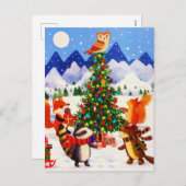Weihnachtsgebirgsfamilie Woodland Animal Feiertagspostkarte (Vorne/Hinten)