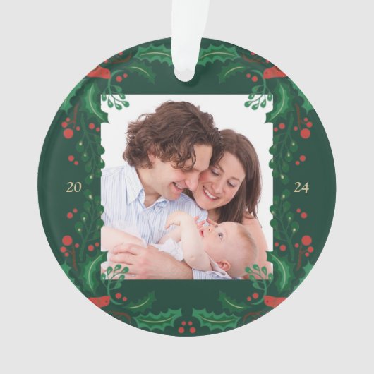 Weihnachtsgeblätterrahmen Personalisiert Acryl Ornament (Vorderseite)