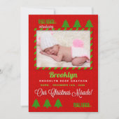 Weihnachtsgeburt Ankündigung Baby Foto (Vorderseite)