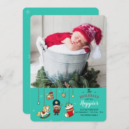 Weihnachtsgeburt Ankündigung mit Foto (Vorne/Hinten)