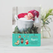 Weihnachtsgeburt Ankündigung mit Foto (Stehend Vorderseite)