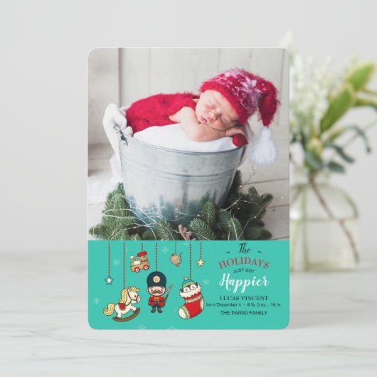 Weihnachtsgeburt Ankündigung mit Foto (Stehend Vorderseite)