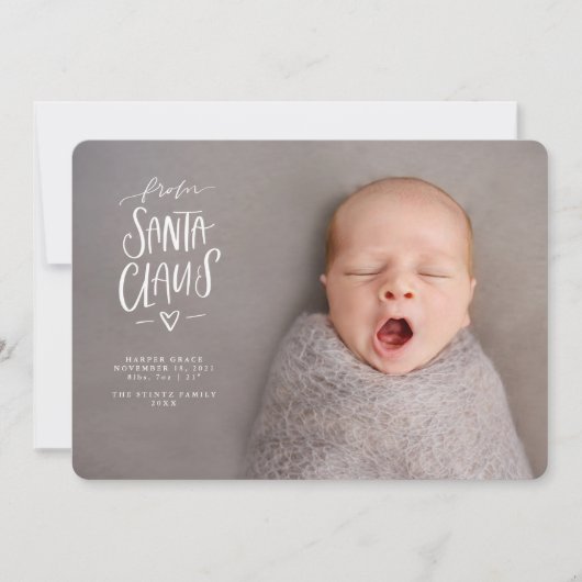 Weihnachtsgeburt Ankündigung Santa Baby New Baby (Vorderseite)