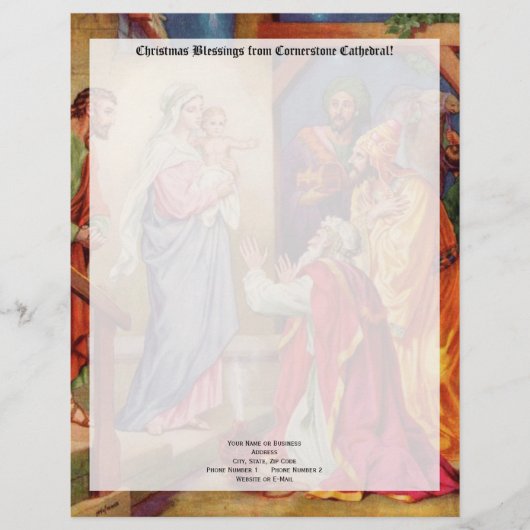 WeihnachtsGeburt Christis-Szene Wisemen Briefbogen (Vorderseite)