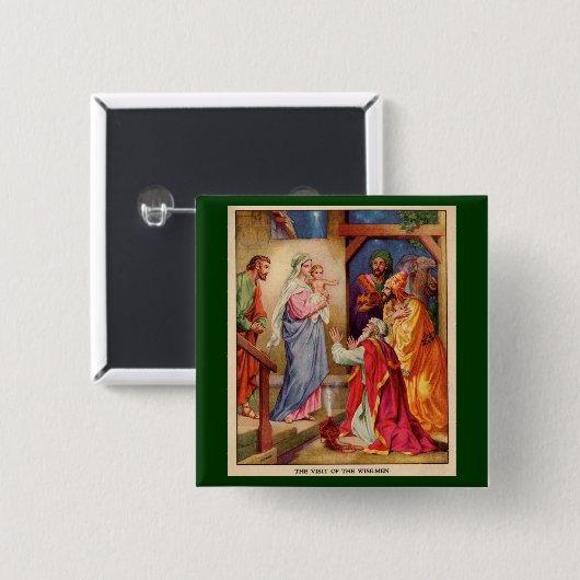 WeihnachtsGeburt Christis-Szene Wisemen Button (Vorne & Hinten)